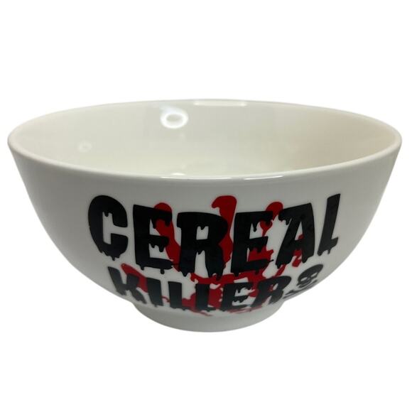 Cereal Killer Bowl Ceramic Novelty Skull Pattern Red White Black Round - Picture 1 of 6